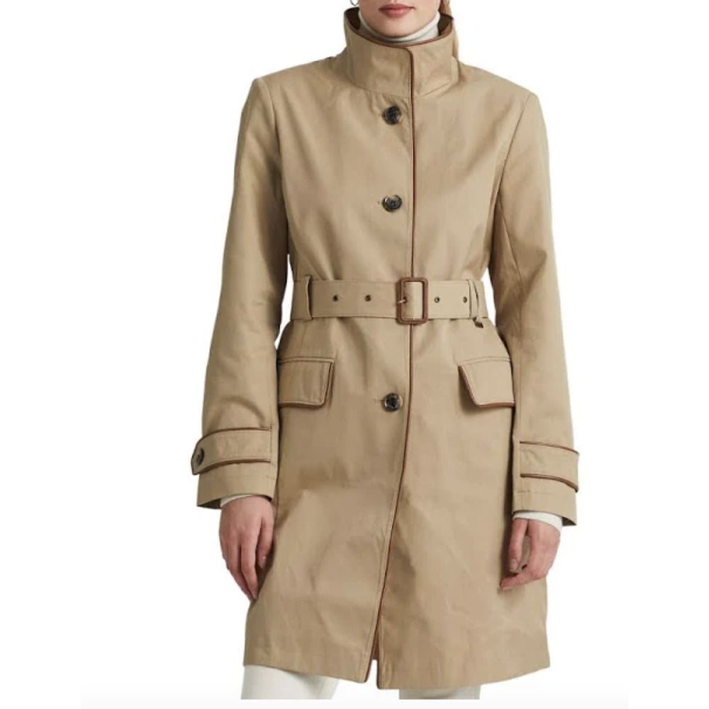 $220 New Lauren Ralph Lauren Women's Belted Raincoat Jacket Large (12-14)